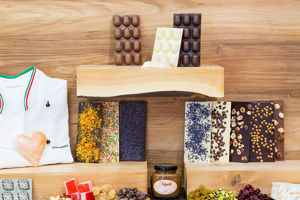 Some of our range of chocolate covered bars available in white, milk and dark couverture chocolate.